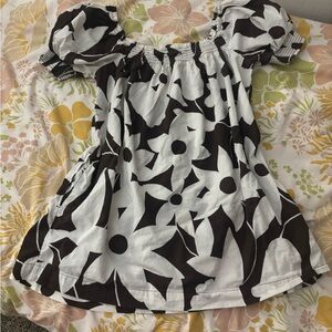 Free People Mocha brown and White Floral Mini Sundress